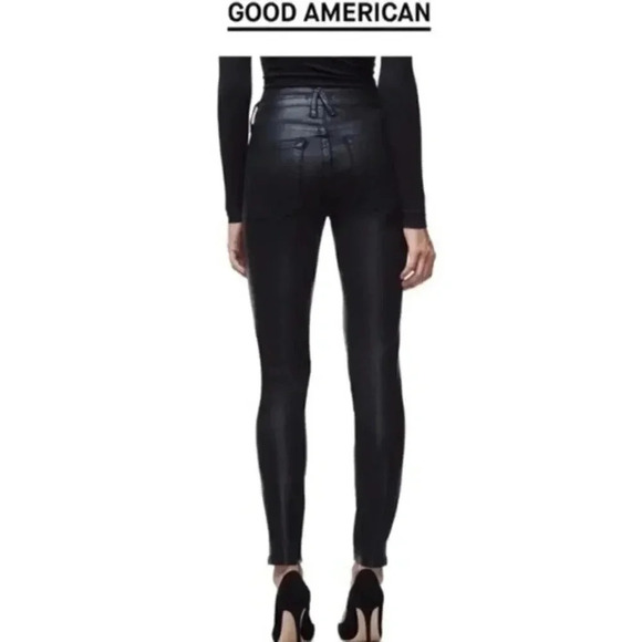 Good American Good Legs Black Waxed Jeans B141 - Picture 3 of 8